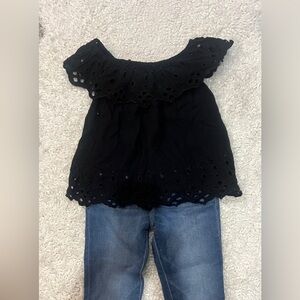 Zara Black Eyelet Kids Blouse
